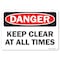 Signmission Safety Sign, OSHA Danger, 7" Height, Keep Clear At All Times, Landscape OS-DS-D-710-L-19405 - alternate 1